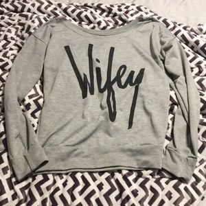 Wifey off the shoulder long sleeve